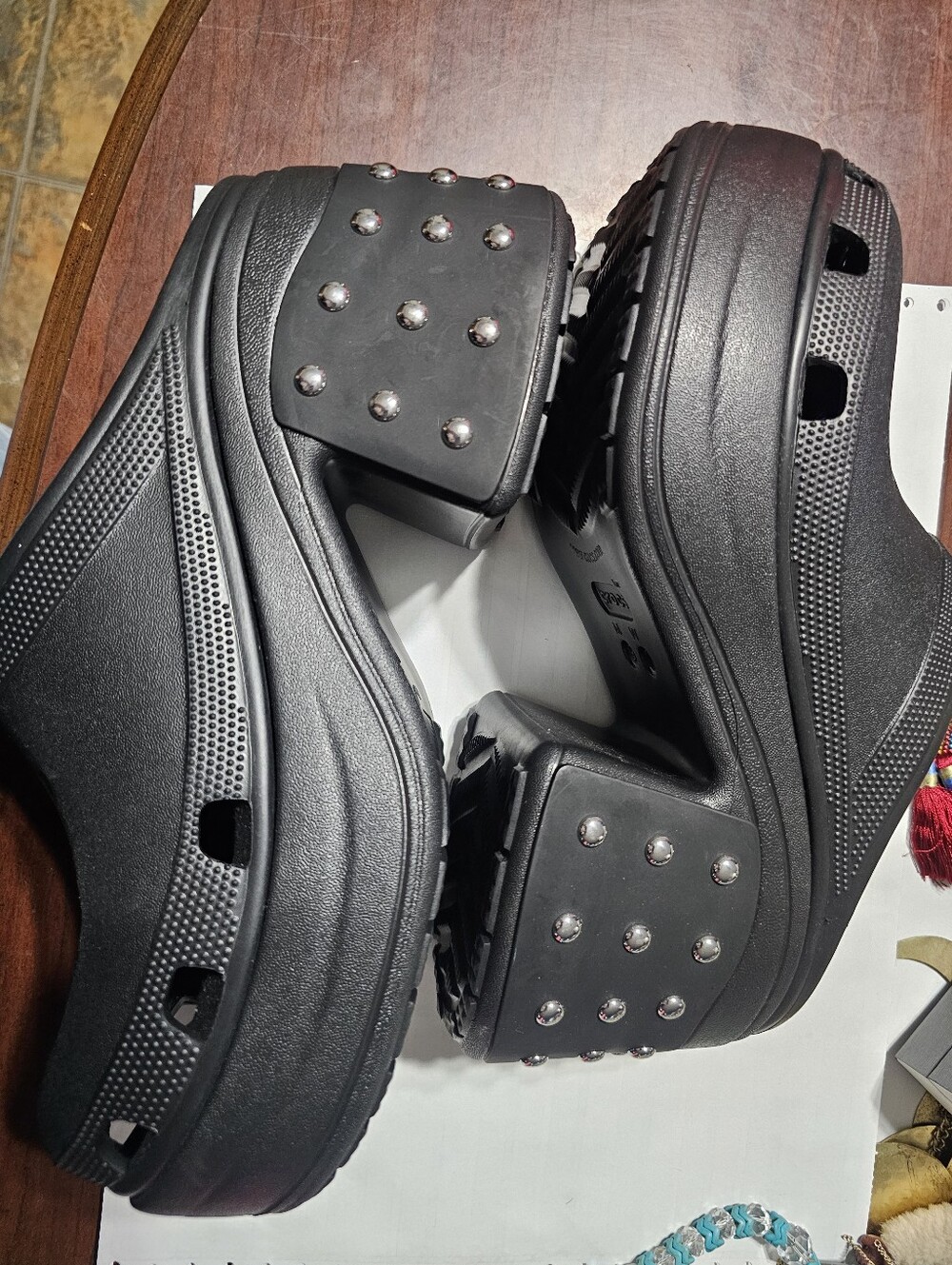 Black Studded Platform Clog - Women